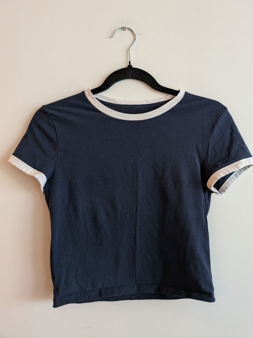 Abercrombie & Fitch Navy Tee with White Trim - Short Sleeve